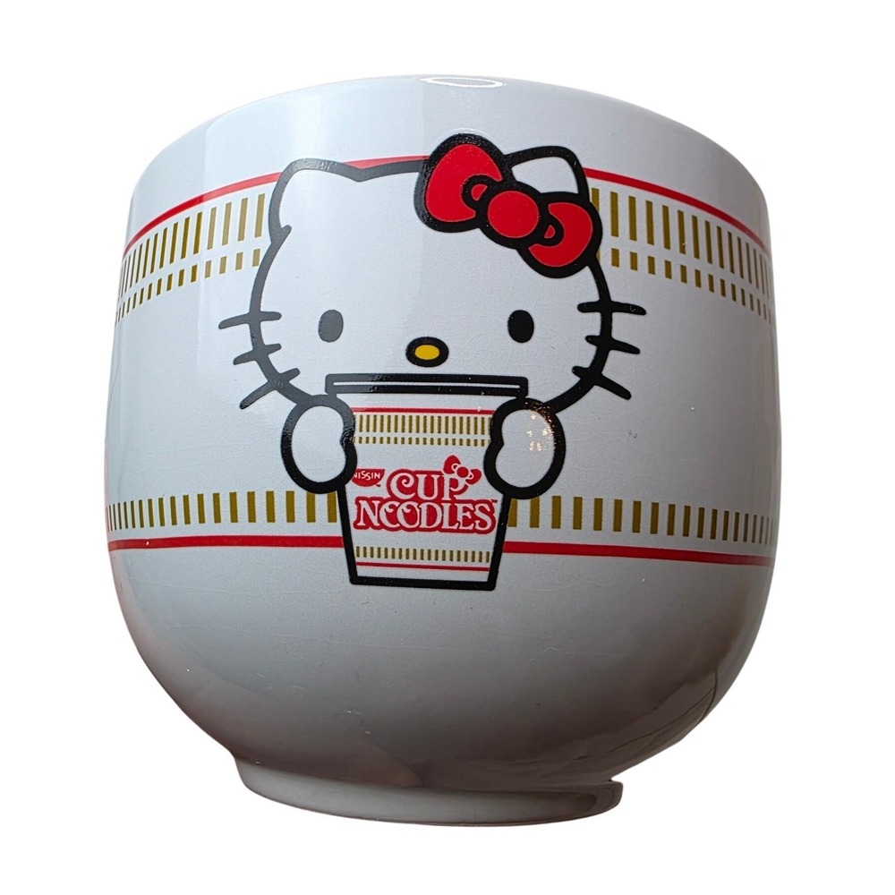 Hello Kitty Nissin Cup Noodles Ceramic Ramen Bowl 20oz Silver Buffalo White W3